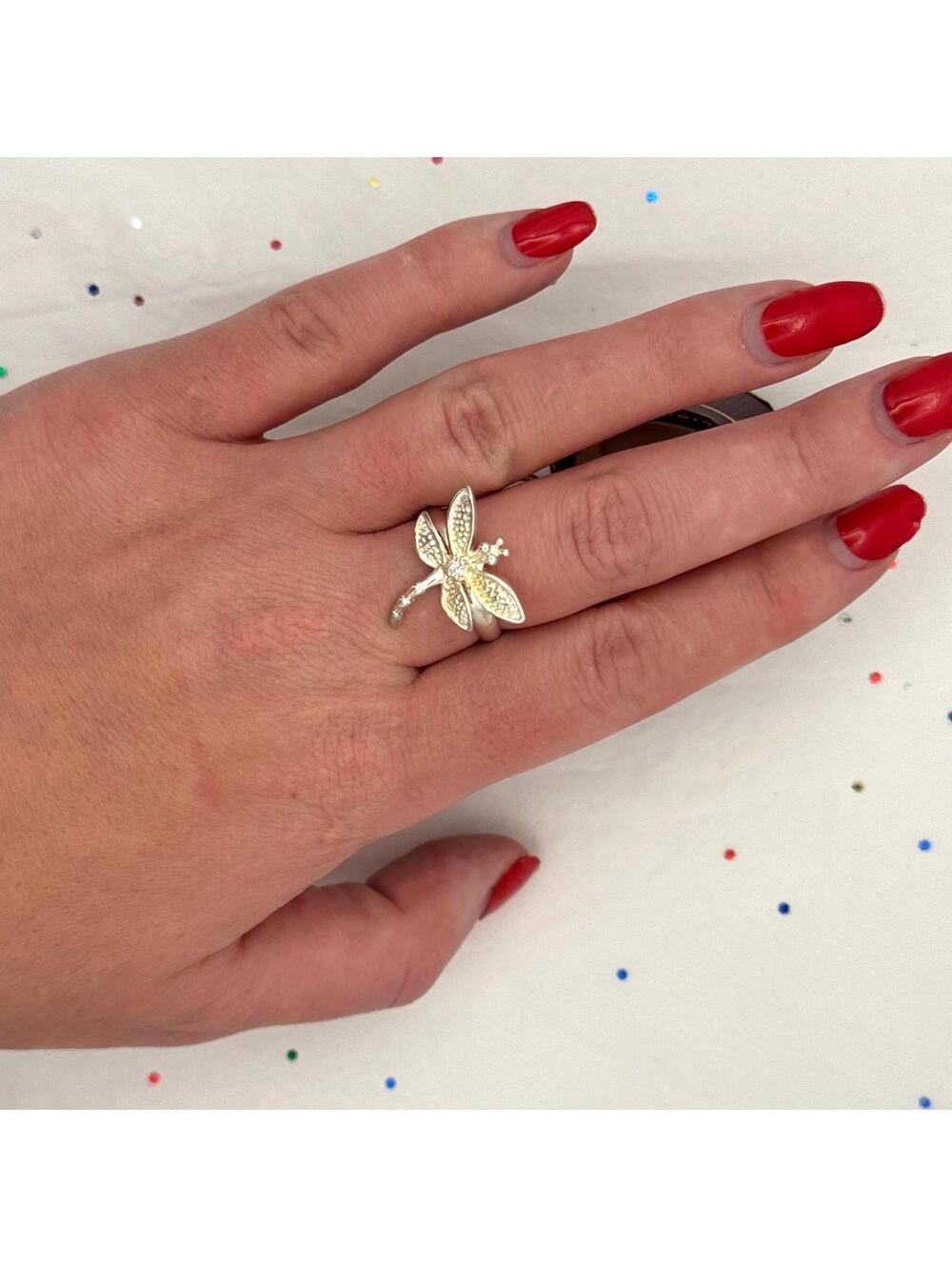 Vintage Sterling Silver Dragonfly Ring